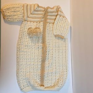 Handmade knitted or crocheted baby blanket zip sack